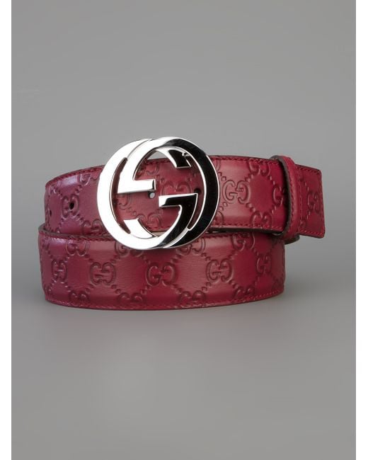 Gucci Unisex Brand Embossed Belt in Purple for Men Lyst