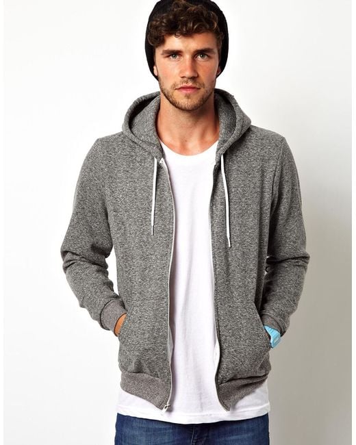 American Apparel Gray Salt Pepper Hoody for men