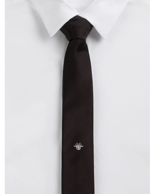 Dior Homme Embroidered Bee Silk Tie in Gray for Men | Lyst
