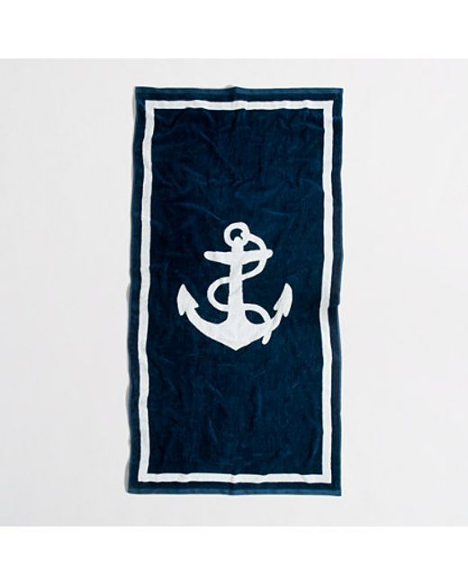 J.Crew Blue Factory Large Beach Towel in Anchor for men