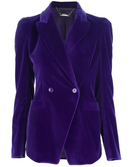 Alexander McQueen Velvet Blazer in Purple | Lyst
