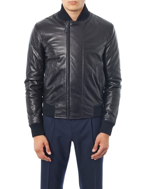 Bottega Veneta Leather Bomber Jacket in Black for Men | Lyst