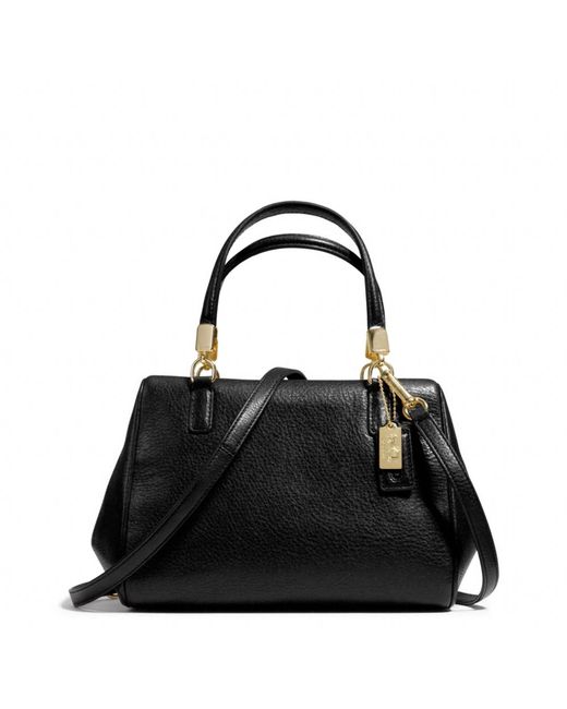COACH Madison Mini Satchel in Leather in Black | Lyst