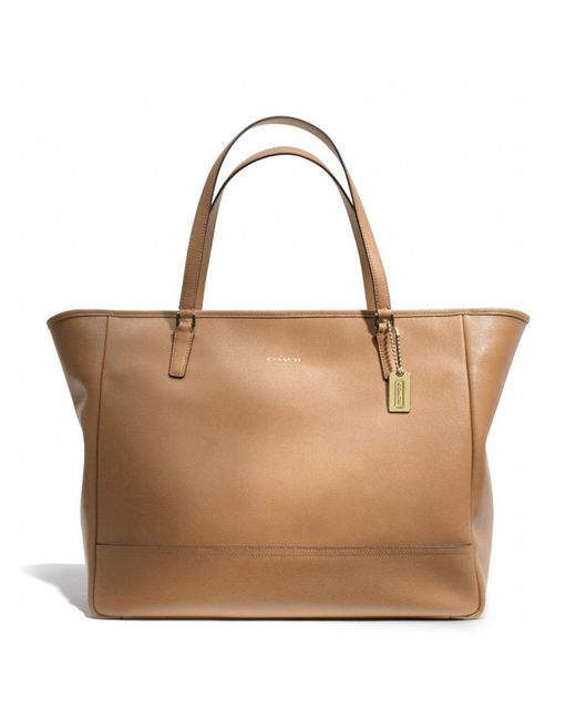 COACH Brown Large City Tote in Saffiano Leather