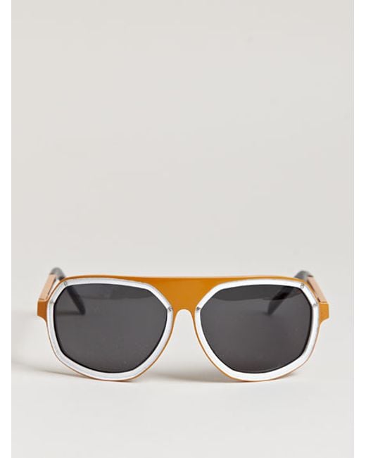 Raf Simons X Linda Farrow Metal Sunglasses in Orange for Men