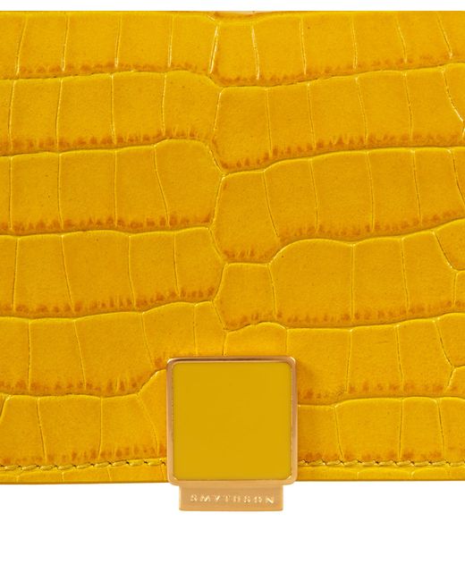 Smythson Yellow Mara Leather Card Case with Slide