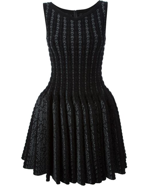 Alaïa Black Textured Knit Skater Dress