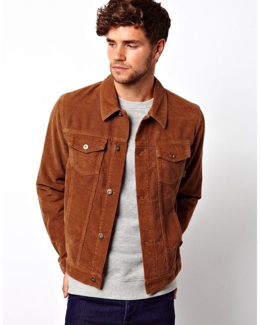 ASOS Cord Jacket in Brown for Men | Lyst