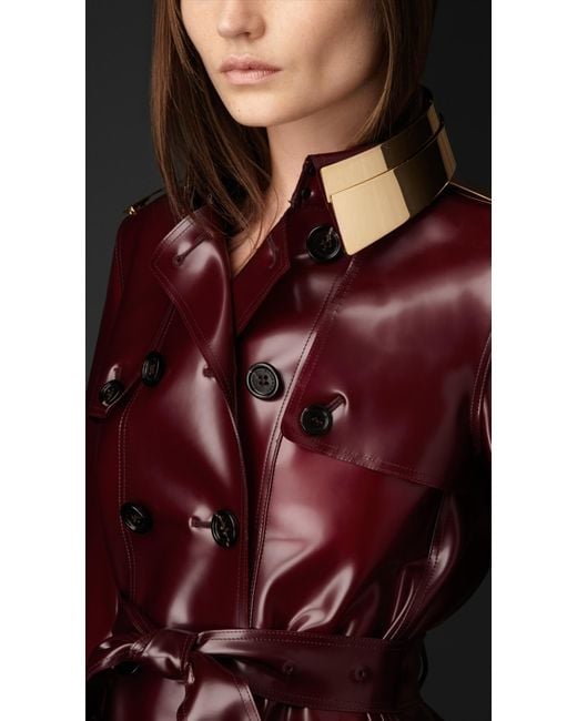 Burberry Metal Plate Rubber Trench Coat in Oxblood (Red) | Lyst