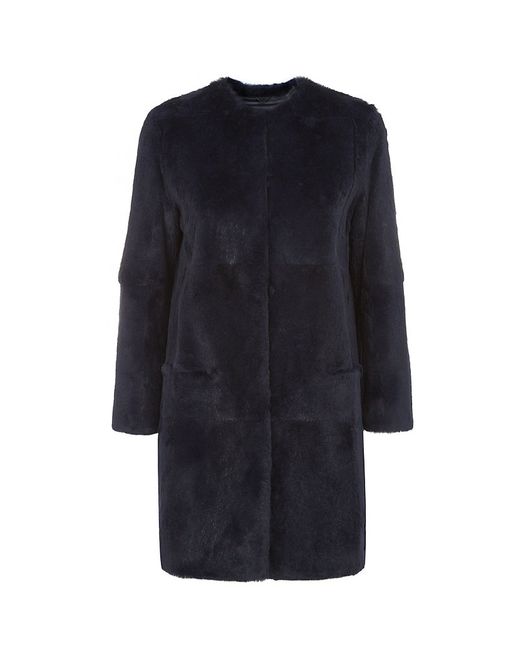 Max Mara Studio Edwige Fur Coat in Blue | Lyst UK