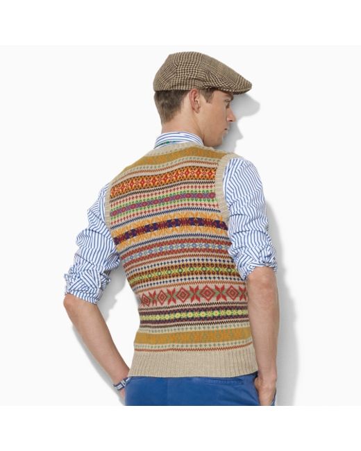 Polo Ralph Lauren Brown Fair Isle Sweater Vest for men
