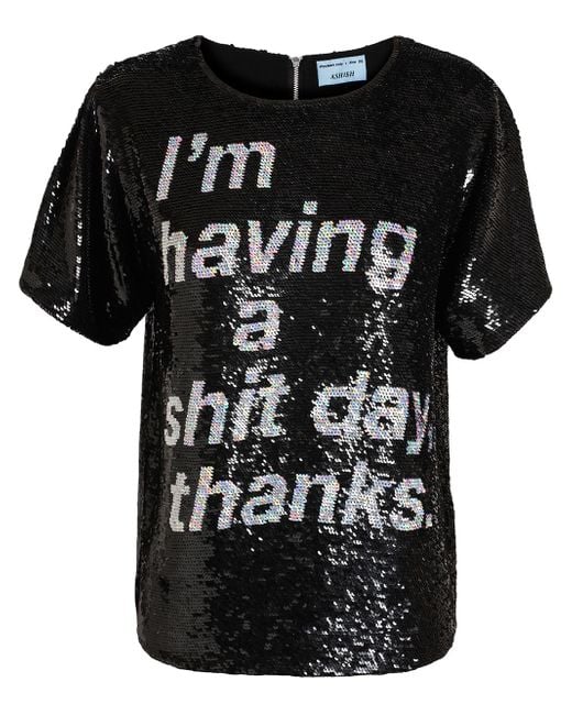 Ashish Black Shit Day Sequin T-shirt