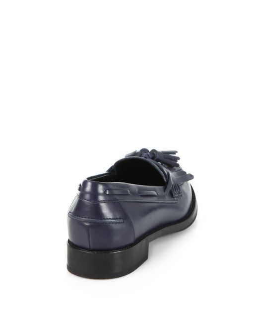Tod's Leather Tassel Loafers in Blue Lyst