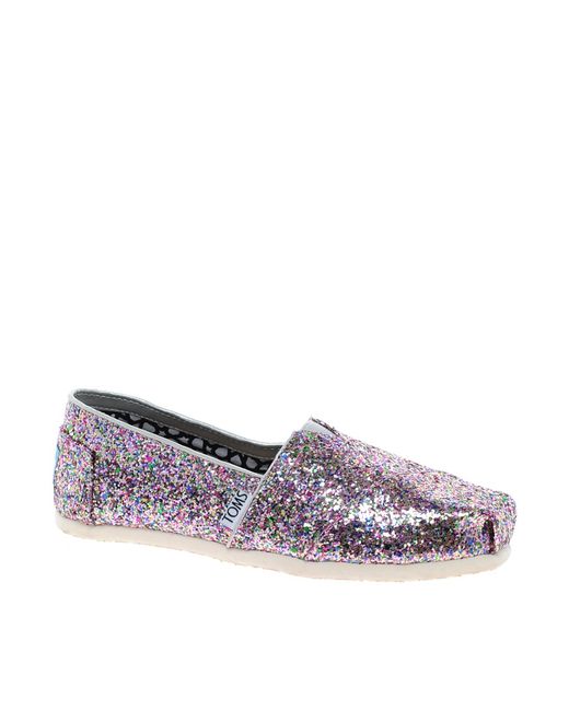 TOMS Metallic Bright Multi Glitter Flat Shoes