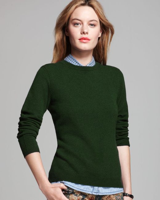C By Bloomingdale's Cashmere Crew Neck Sweater in Green | Lyst