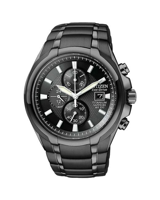 Citizen Men's Chronograph Ecodrive Nighthawk Black Ion Plated