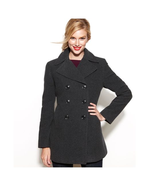 Kenneth Cole Reaction Black Double breasted Wool-blend Pea Coat