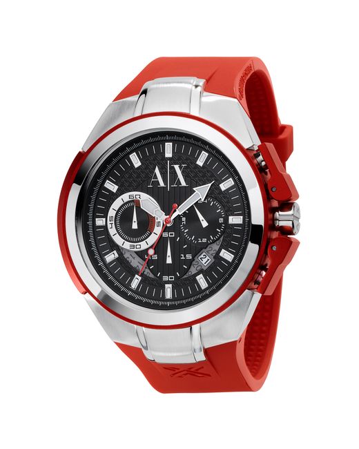 Armani Exchange Ax Armani Exchange Watch Mens Red Rubber Strap 38mm for men
