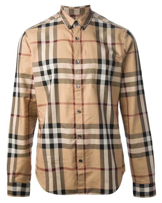 Burberry Brit Checked Shirt in Natural for Men | Lyst