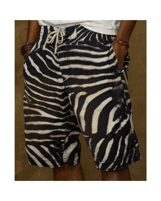 Denim & Supply Ralph Lauren Multicolor Slim Fit Board Styled Zebra Print Shorts for men