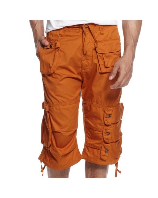 Sean John Orange Box Flight Cargo Shorts for men
