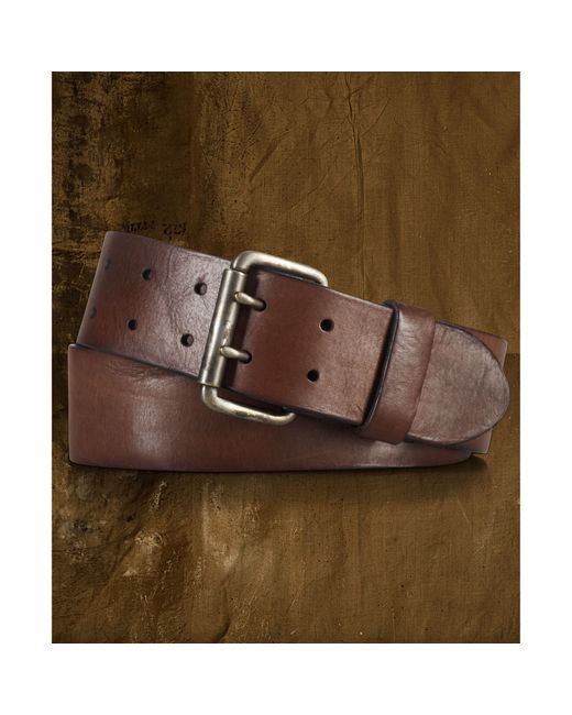 Denim & Supply Ralph Lauren Brown Wide Doubleprong Leather Belt