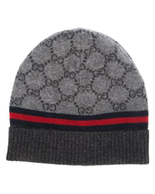 Gucci Gray Monogram Beanie Hat
