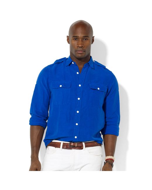 Mens blue military shirt hot sale