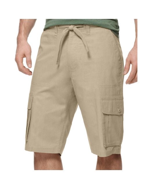 Sean John Brown Linen Cargo Shorts for men