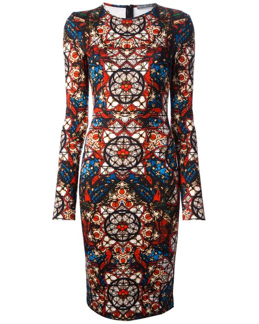 Alexander McQueen Multicolor Stained Glass Jersey Dress