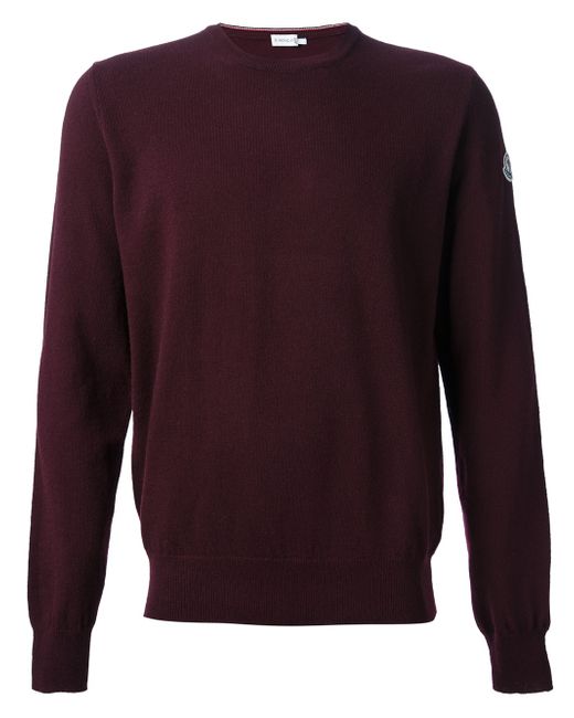Moncler Classic Crew Neck Sweater in Burgundy (Brown) for Men | Lyst