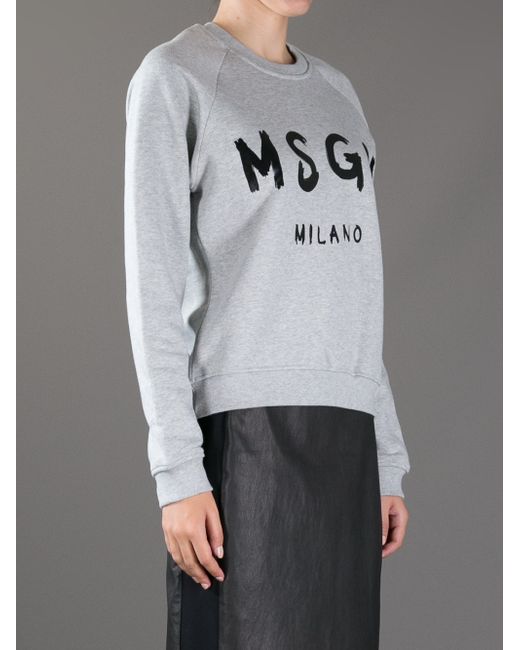 Msgm Logo Print Sweatshirt in Gray - Save 34% | Lyst