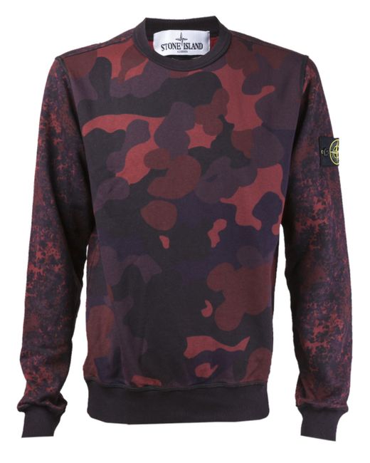 Stone Island Red Camo Print Sweatshirt for men