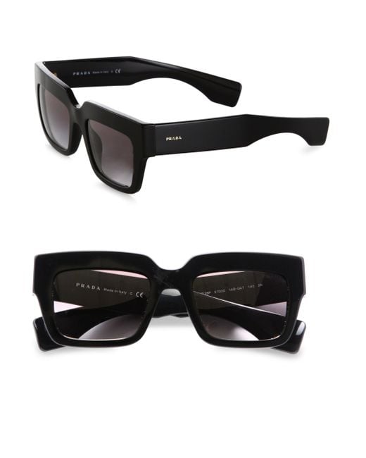 Prada Thick Square Sunglasses in Black | Lyst