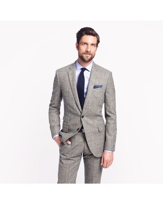 J.Crew Natural Ludlow Slim Suit Pant In Prince Of Wales Glen Plaid English Wool for men