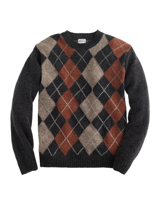 J.Crew Brown Harley Argyle Sweater for men