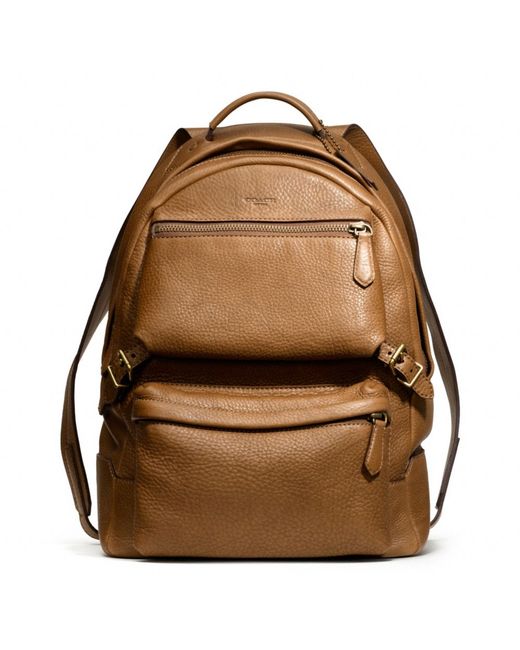 COACH Brown Bleecker Backpack in Pebbled Leather for men