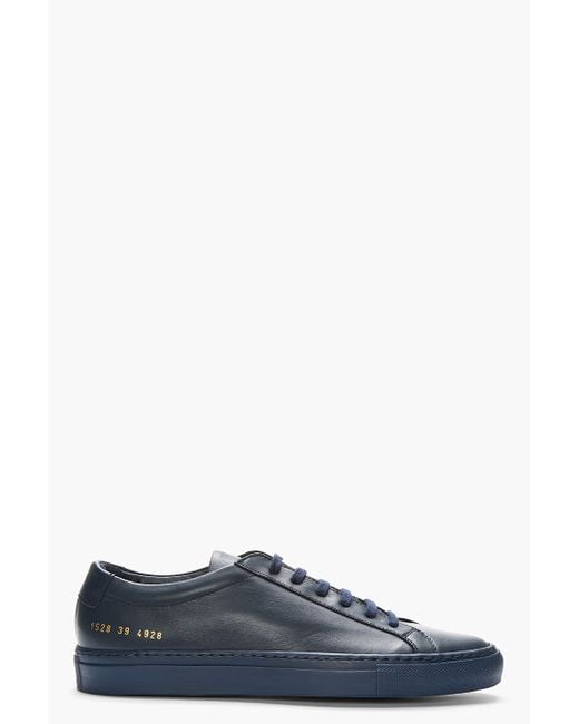 Common Projects Blue Navy Leather Achilles Low top Sneakers for men