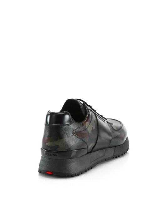 vestă compact Sudan  Prada Camouflage Print Running Sneakers in Black for Men | Lyst