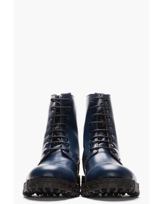 Navy blue combat clearance boots