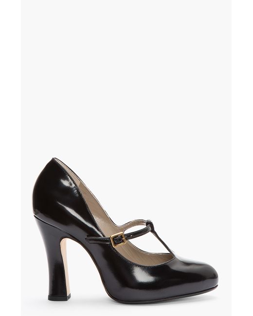 Marc Jacobs Black Patent T_strap Mary_jane Heels