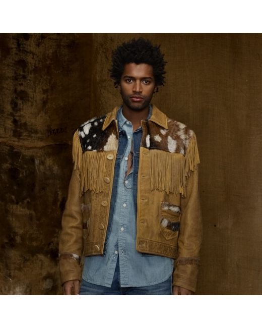 Denim & Supply Ralph Lauren Leather Fringe Jacket in Natural for Men | Lyst