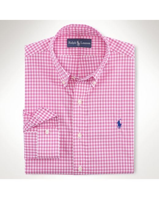 Polo Ralph Lauren Pink Custom Fit Gingham Shirt for men