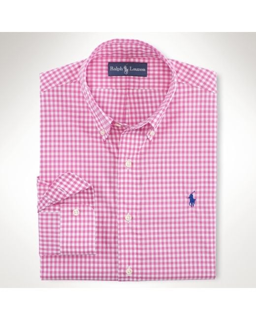 Polo Ralph Lauren Custom Fit Gingham Shirt in Pink for Men | Lyst