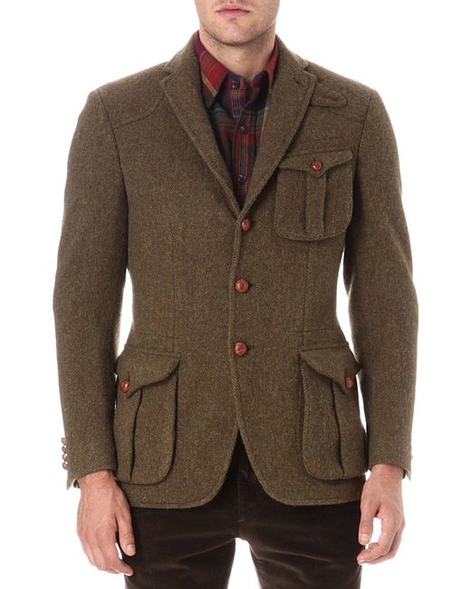 Ralph Lauren Brown Messenger Tweed Blazer for men