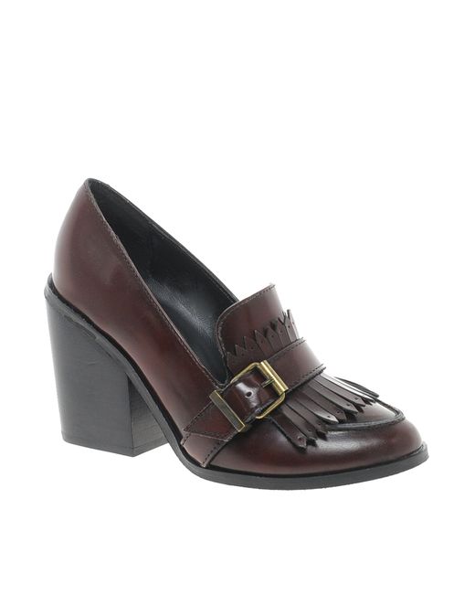 ASOS Brown Asos Patrick Leather Heeled Loafers