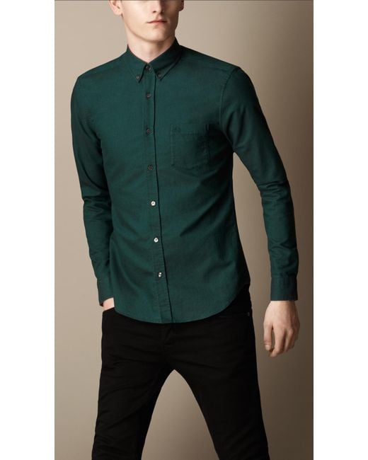 Burberry Green Buttondown Cotton Shirt for men