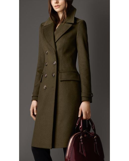 Burberry Green Wool Cashmere Military Coat