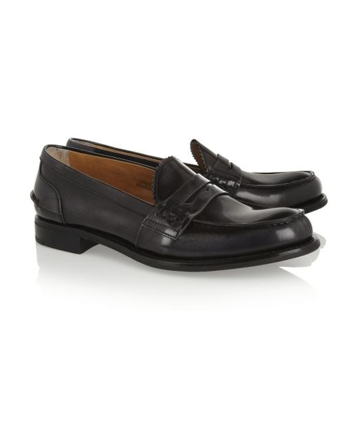 Church's Gray Sally Polished-Leather Penny Loafers