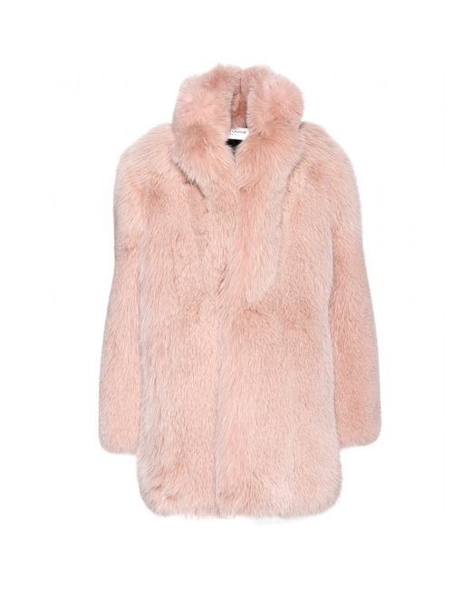 Saint Laurent Fox Fur Coat in Pink | Lyst